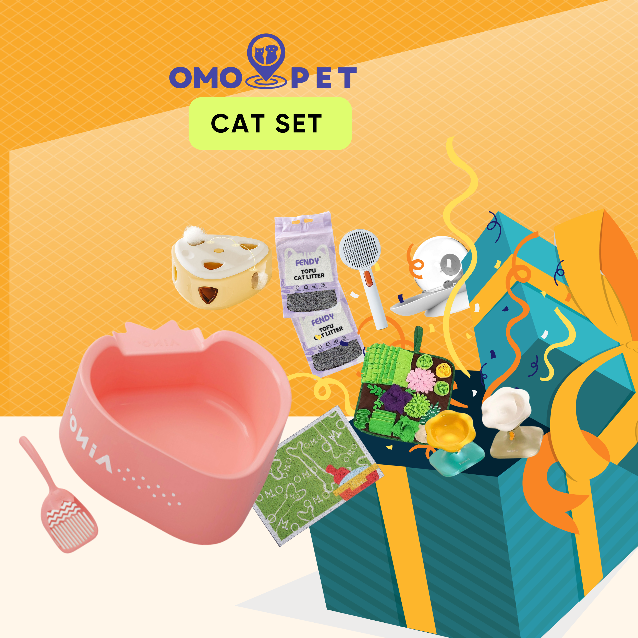 Cat supplies package toys litter box tofu litter